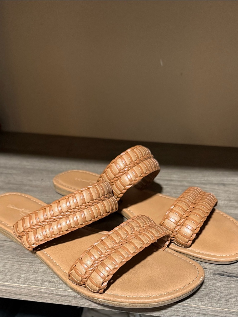 Target Braided Double-Strap Slide Sandals in Tan